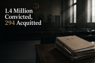 China's Acquittal Rate Plunges to 0.021% — the Lowest Since 2000