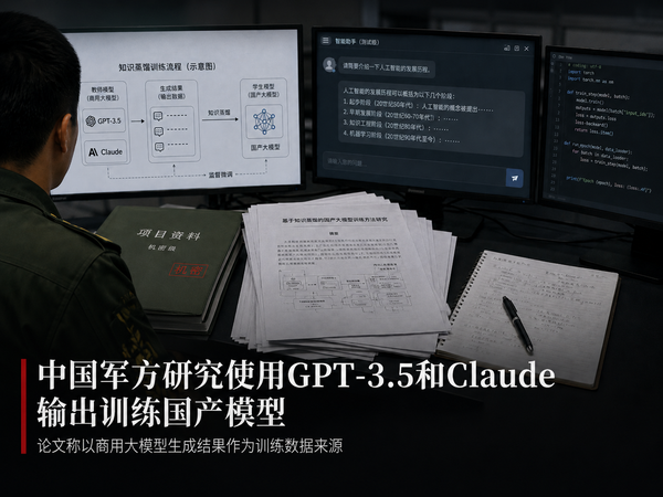 中国军方研究使用GPT-3.5和Claude输出训练国产模型