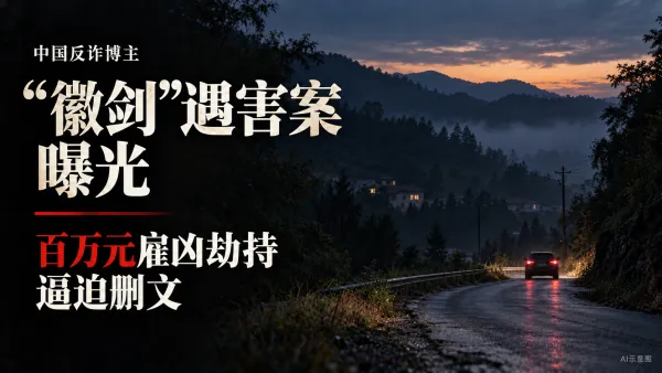 中国反诈博主“徽剑”遇害案曝光：百万元雇凶劫持，逼迫删文